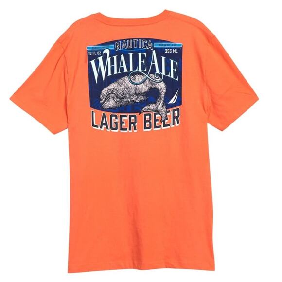 NWT Nautica Men's Peach/Orange Whale Ale Graphic Short Sleeve T-Shirt - SIZE M - Picture 7 of 8
